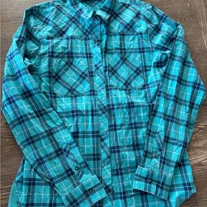Under Armour Teal and Navy Plaid Shirt